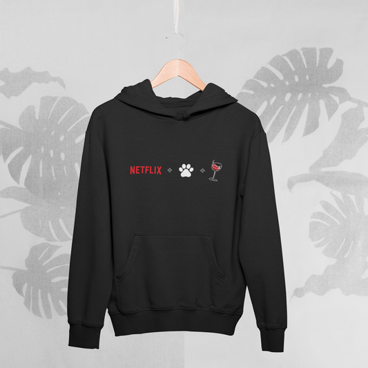 Hoodie Netflix + 🐾 + 🍷